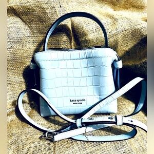 Kate Spade New York 🩵 Knott Croc-embossed 🐊 Leather Mini Crossbody Tote 👜 ✨NWT!